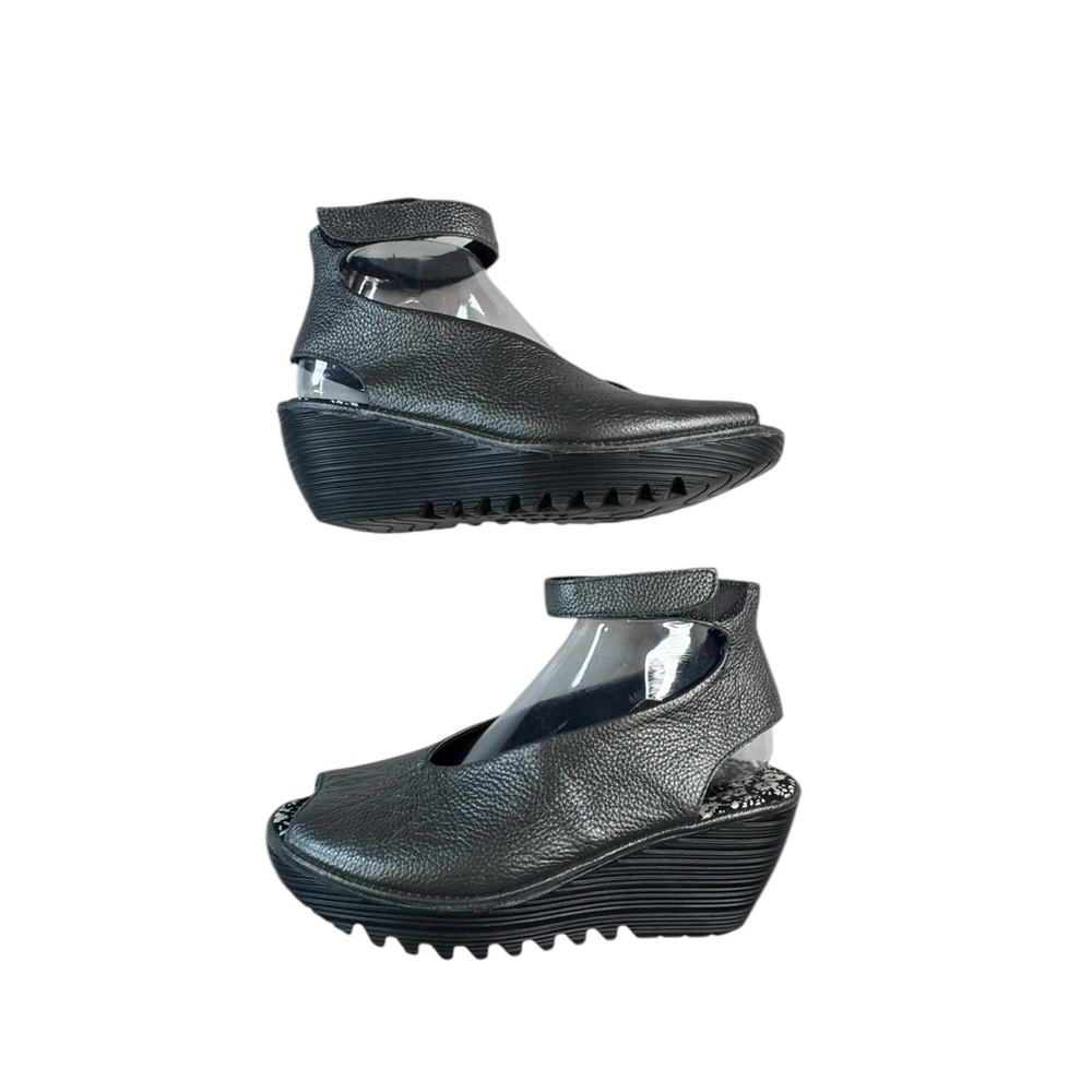bernie mev. Metallic Pewter Wedge Sandals - Picture 4 of 9